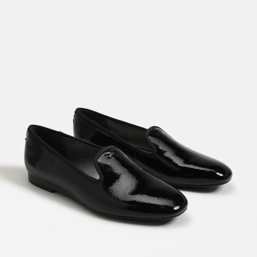 Circus NY Sam Edelman Tiffany Black Crinkle Patent Loafers Women’s 12 NIB